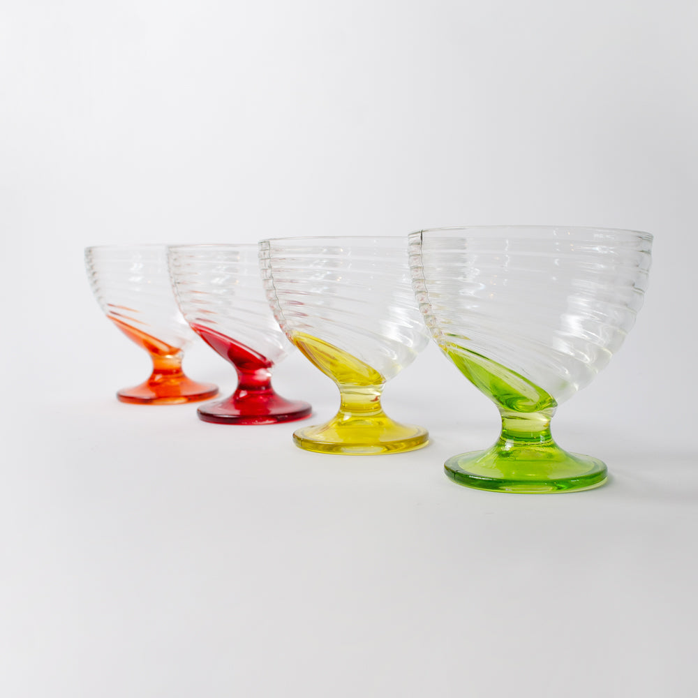 Set of Colourful Art Deco Swirl Glass Dishes