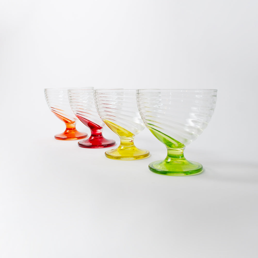 Set of Colourful Art Deco Swirl Glass Dishes