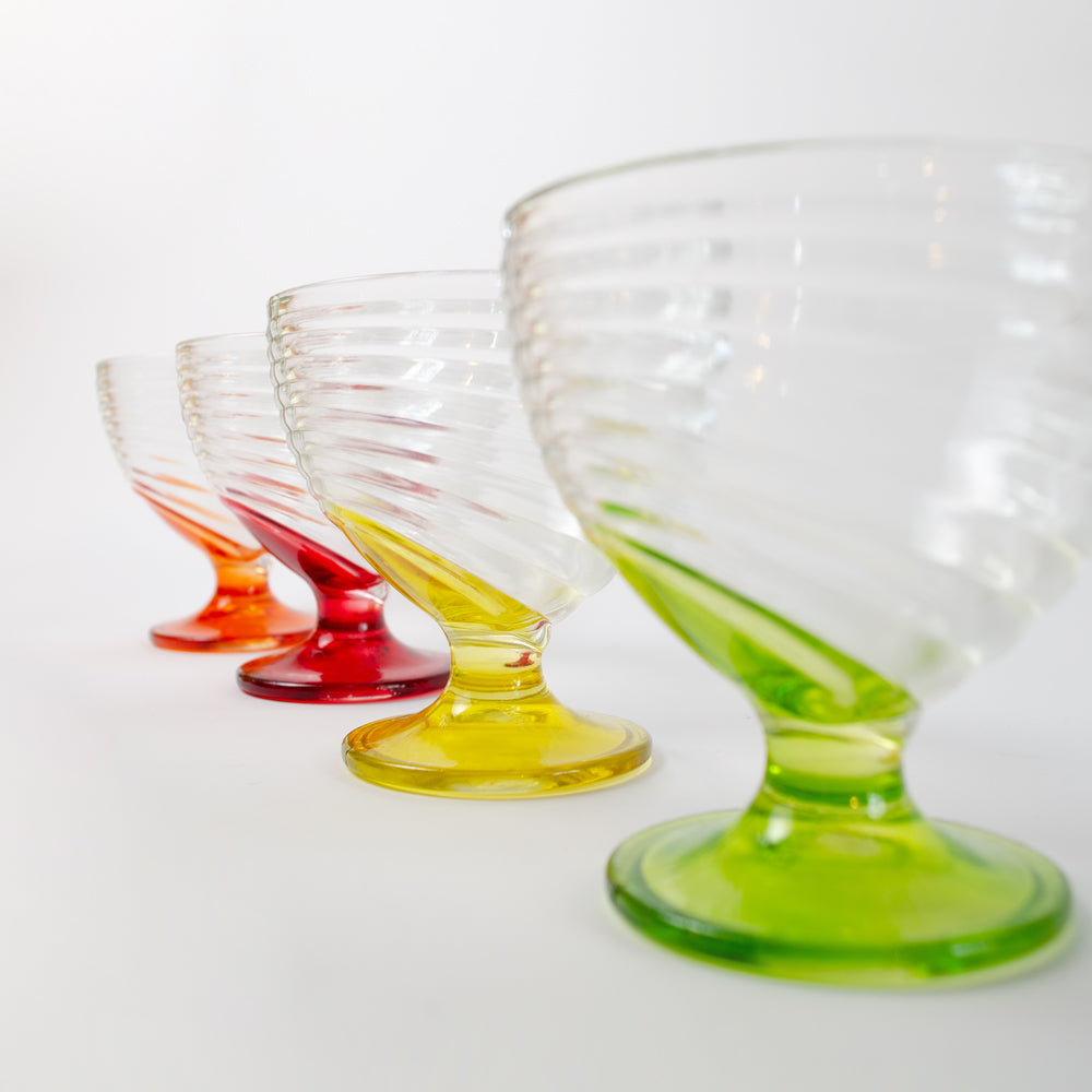 Set of Colourful Art Deco Swirl Glass Dishes