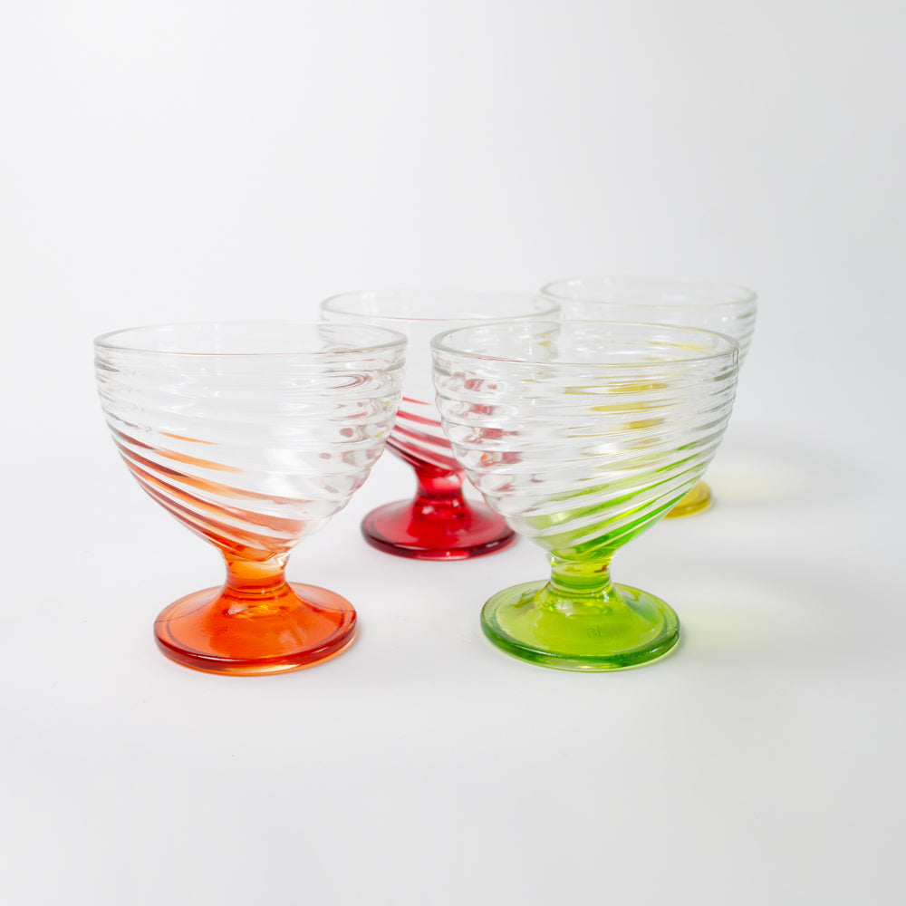 Set of Colourful Art Deco Swirl Glass Dishes