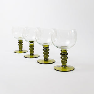 Set of  Olive Green Luminarc Vintage Wine Glasses