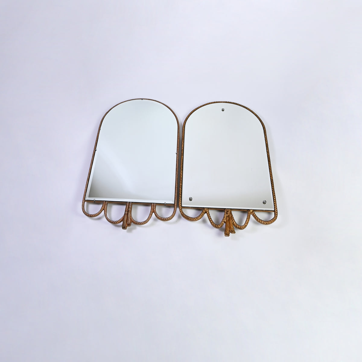 Pair of gilded twisted Rope Mirrors