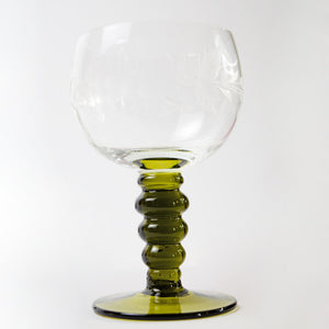 Set of  Olive Green Luminarc Vintage Wine Glasses