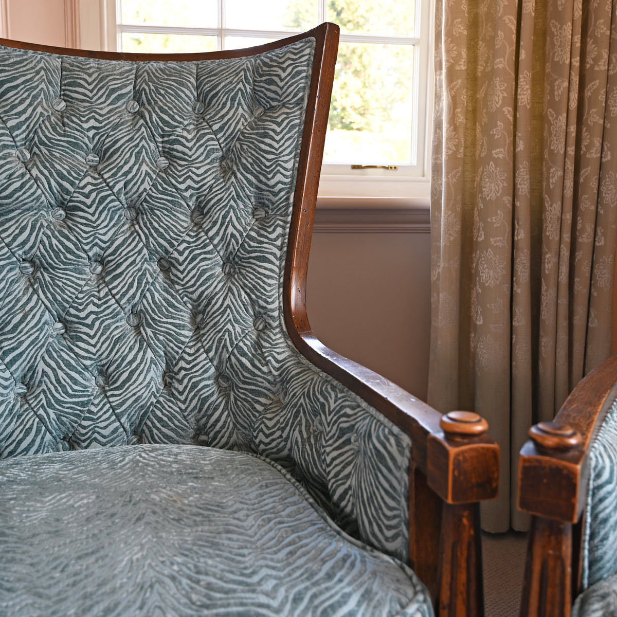 Pair of Art Deco Zebra Wingback chairs