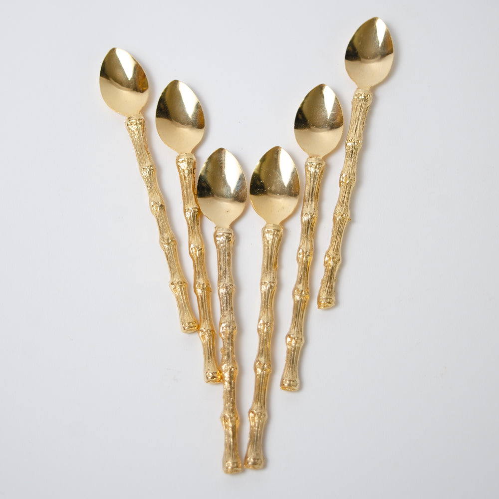 Set of Gold Bamboo Spoons Ready