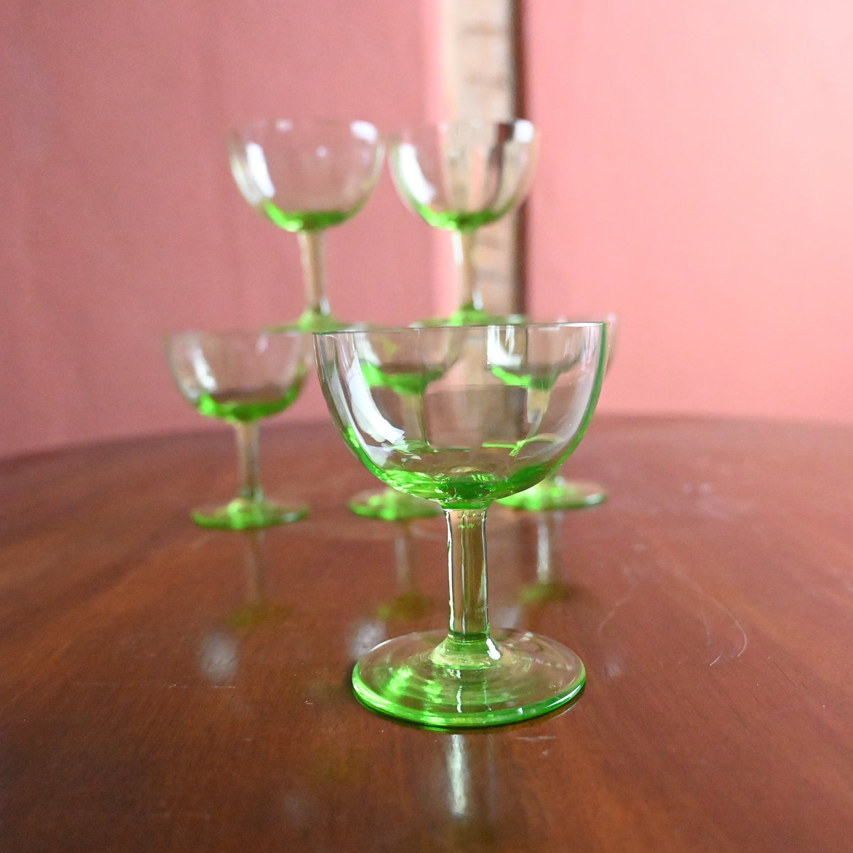 Uranium Green Mini Champagne Glasses