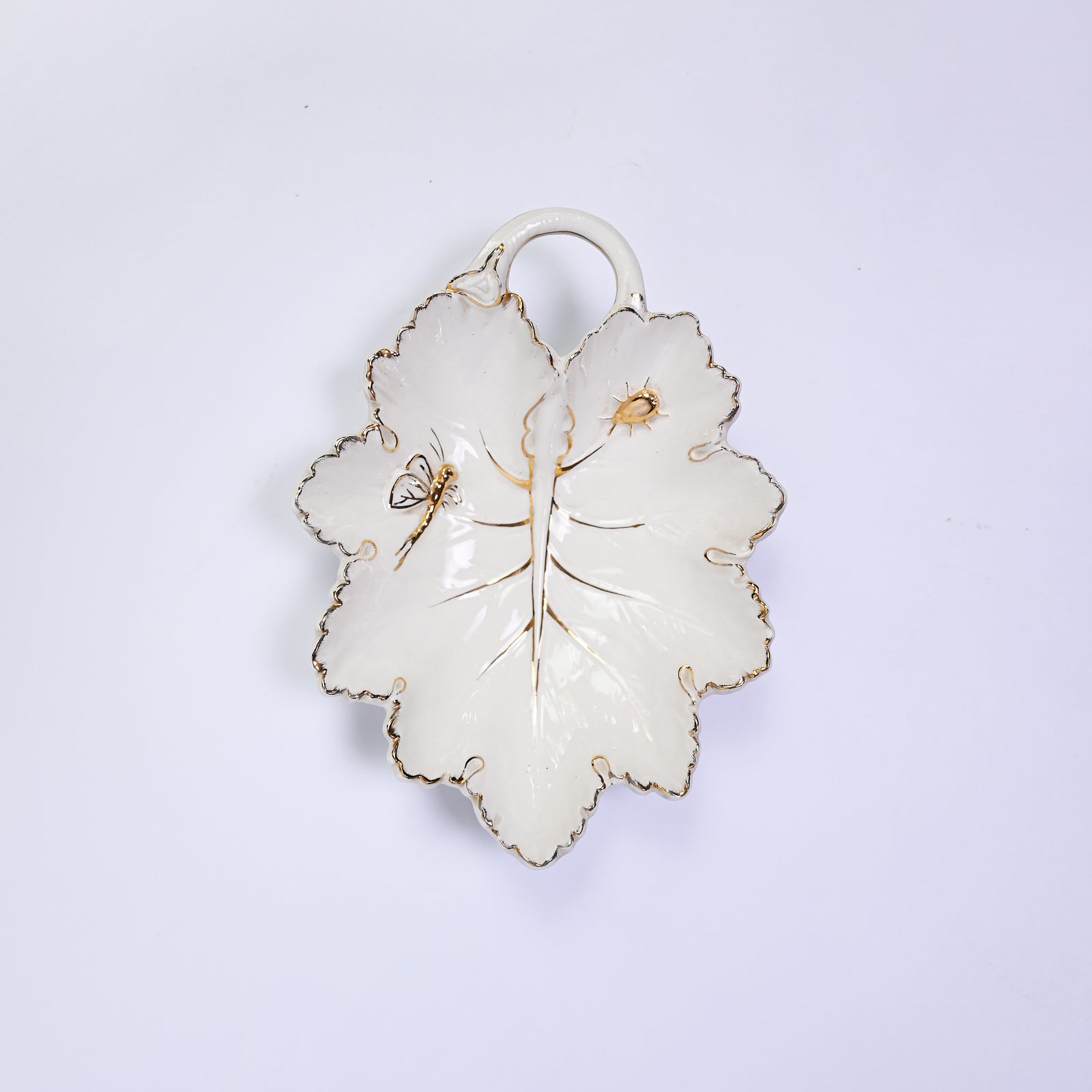 Gold Edge Leaf Trinket Dish