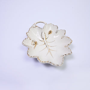 Gold Edge Leaf Trinket Dish