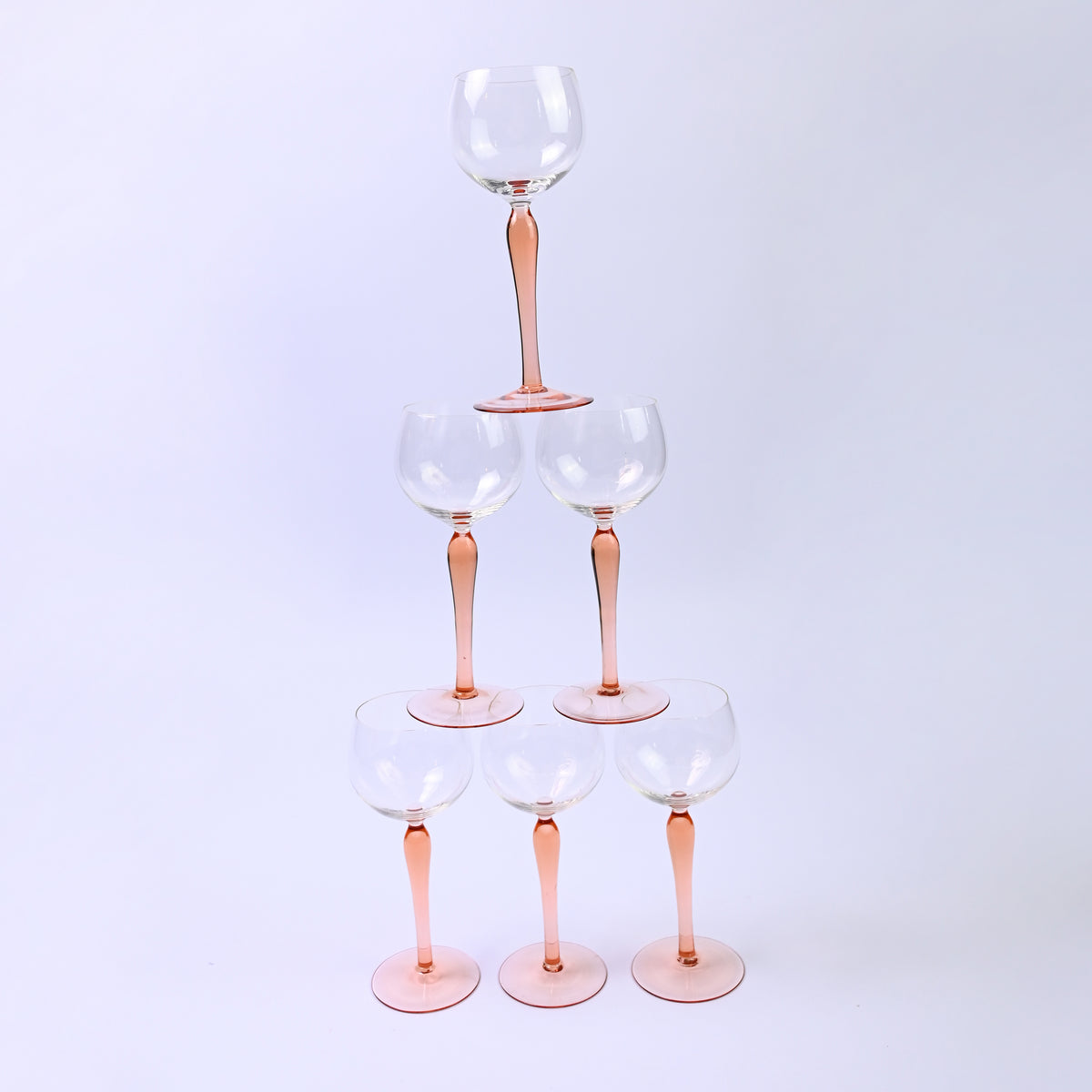 Set of Peach Luminarc Hock Wine glasses