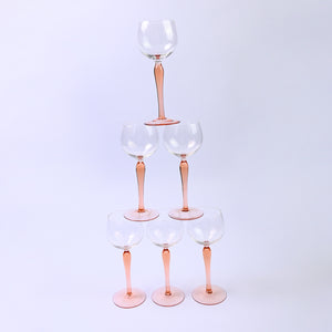 Set of Peach Luminarc Hock Wine glasses