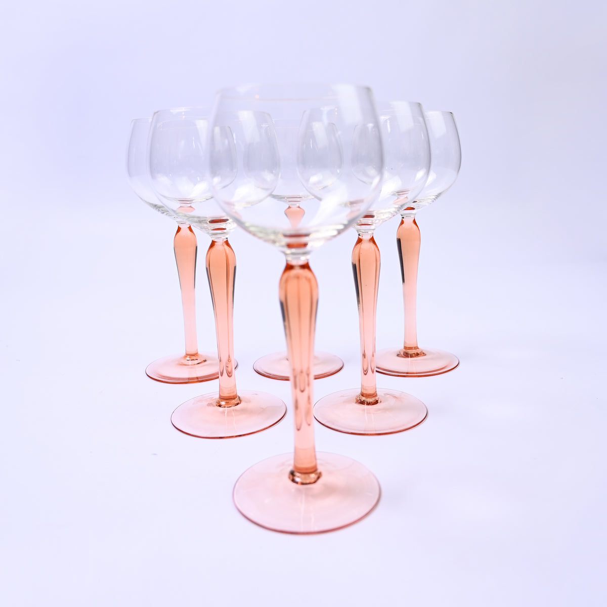 Set of Peach Luminarc Hock Wine glasses