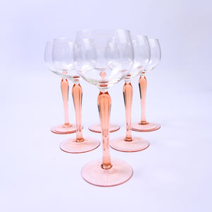 Set of Peach Luminarc Hock Wine glasses