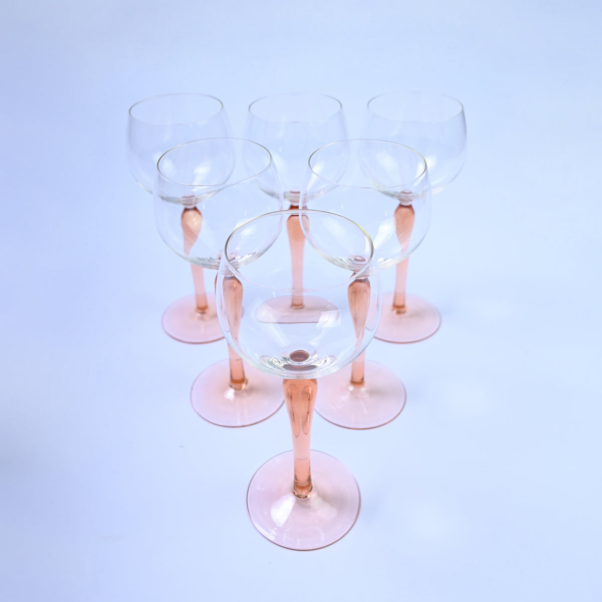 Set of Peach Luminarc Hock Wine glasses