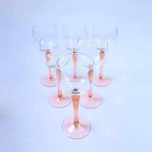 Set of Peach Luminarc Hock Wine glasses
