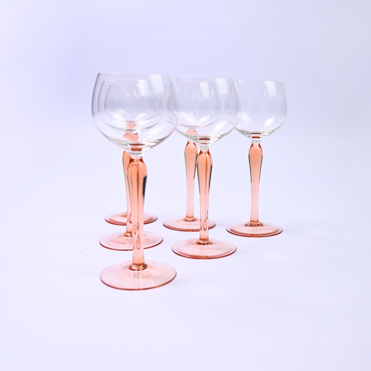 Set of Peach Luminarc Hock Wine glasses