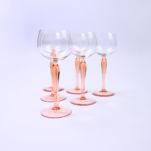 Set of Peach Luminarc Hock Wine glasses