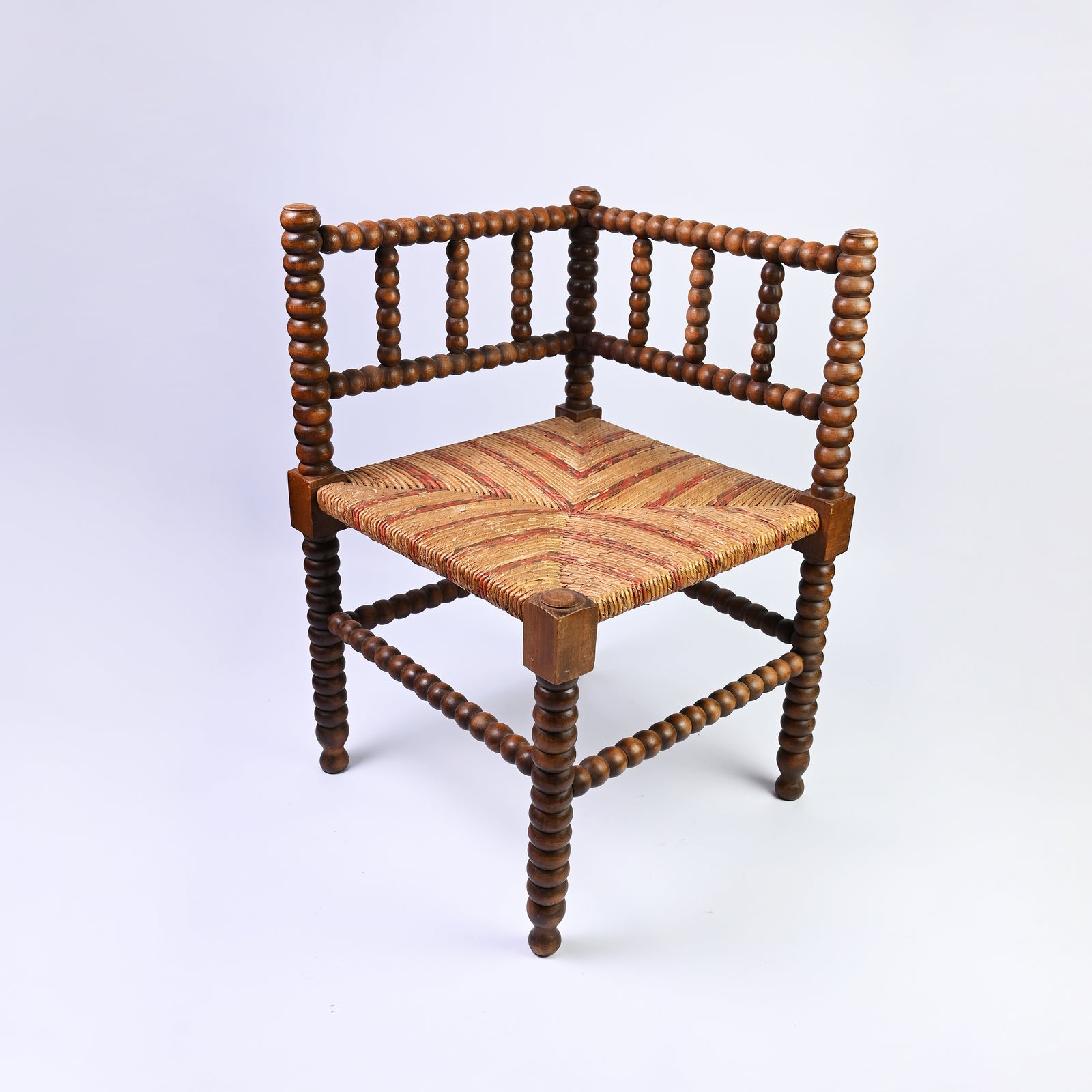 Vintage Red Striped Corner Bobbin Chair