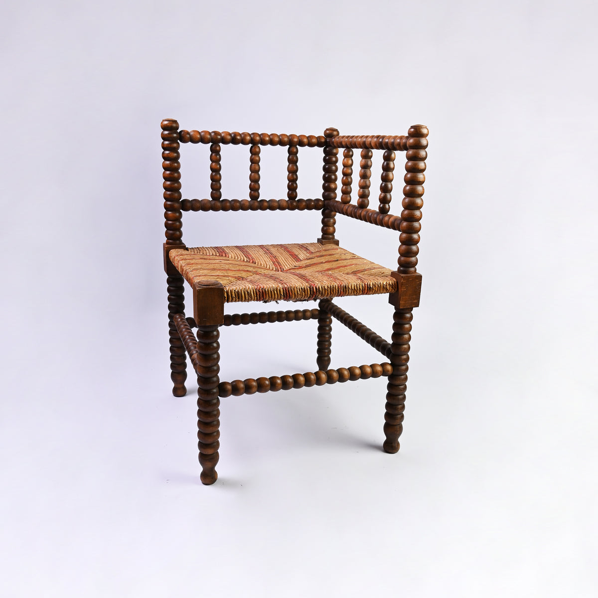 Vintage Red Striped Corner Bobbin Chair