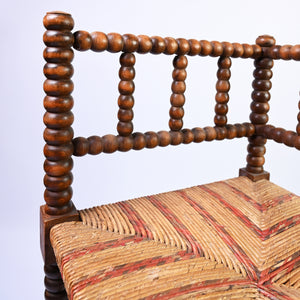 Vintage Red Striped Corner Bobbin Chair