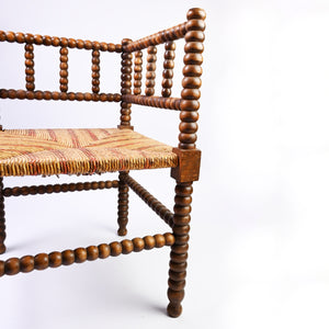 Vintage Red Striped Corner Bobbin Chair