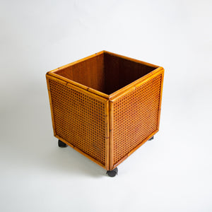 Mid-Century Bamboo and Wicker Planter