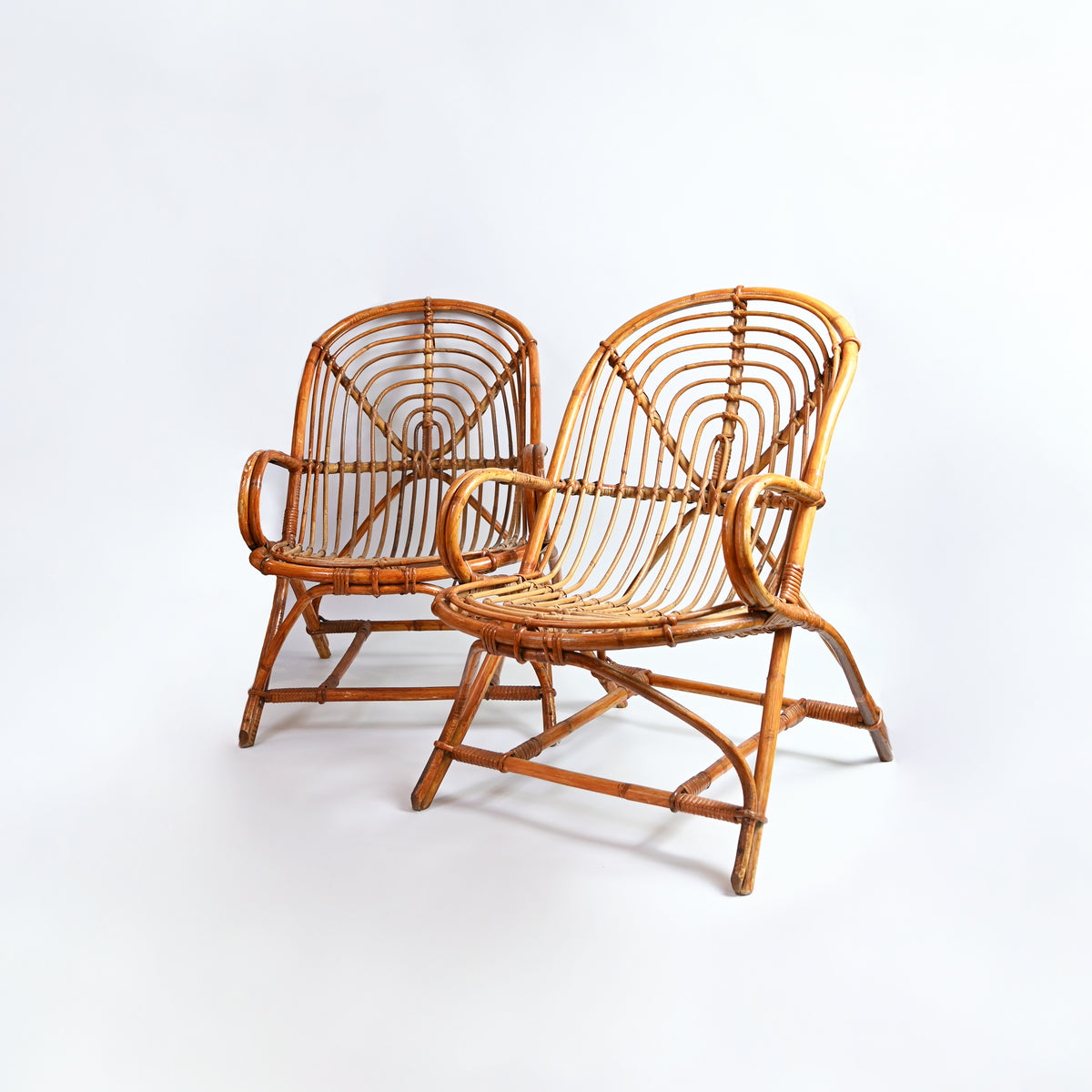 Set of Vintage Bamboo Armchairs