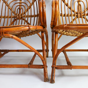 Set of Vintage Bamboo Armchairs