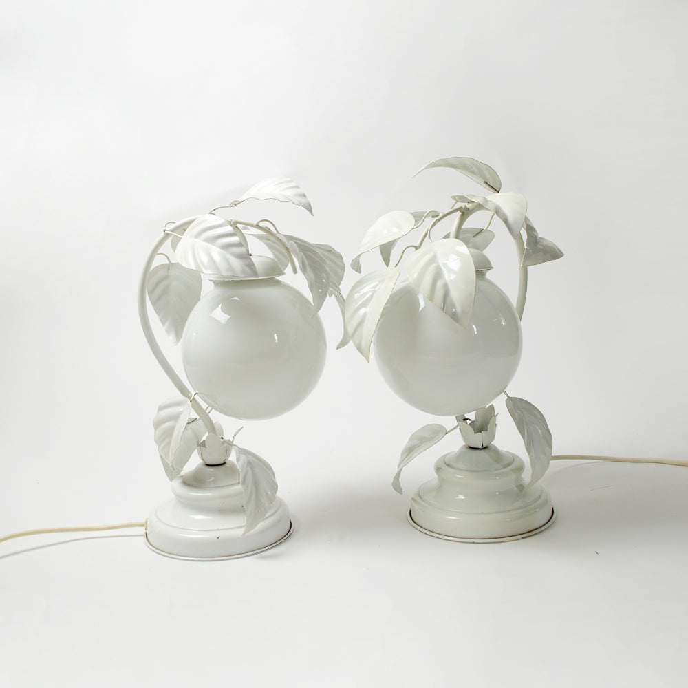 Pair of Vintage Toleware Floral Lamps