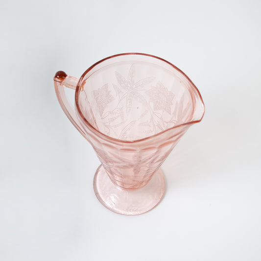 Coral Pink Etched Jug