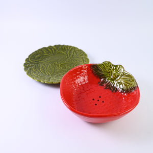 Strawberry Colander and Leaf Plate