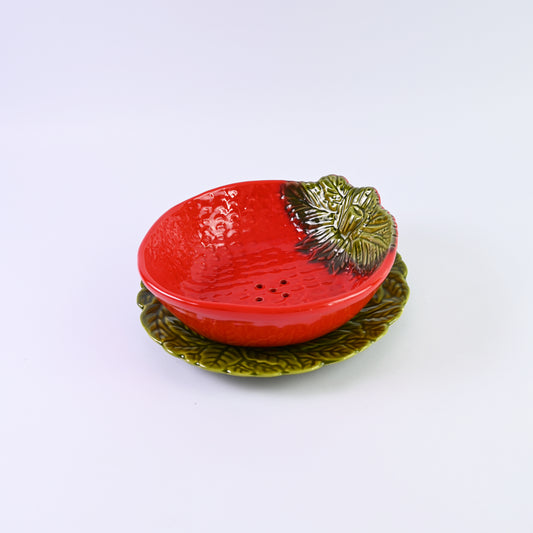 Strawberry Colander and Leaf Plate