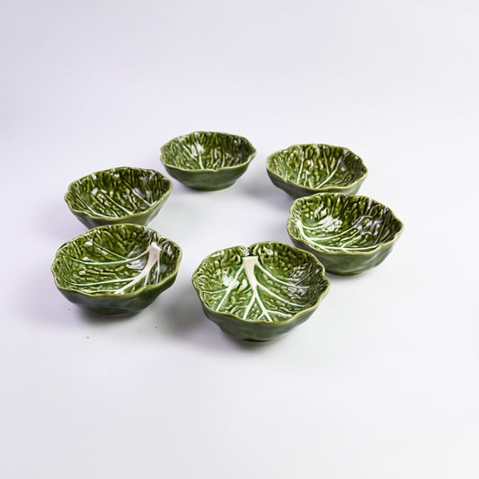 Set of Six Cabbage Serving Side Bowls