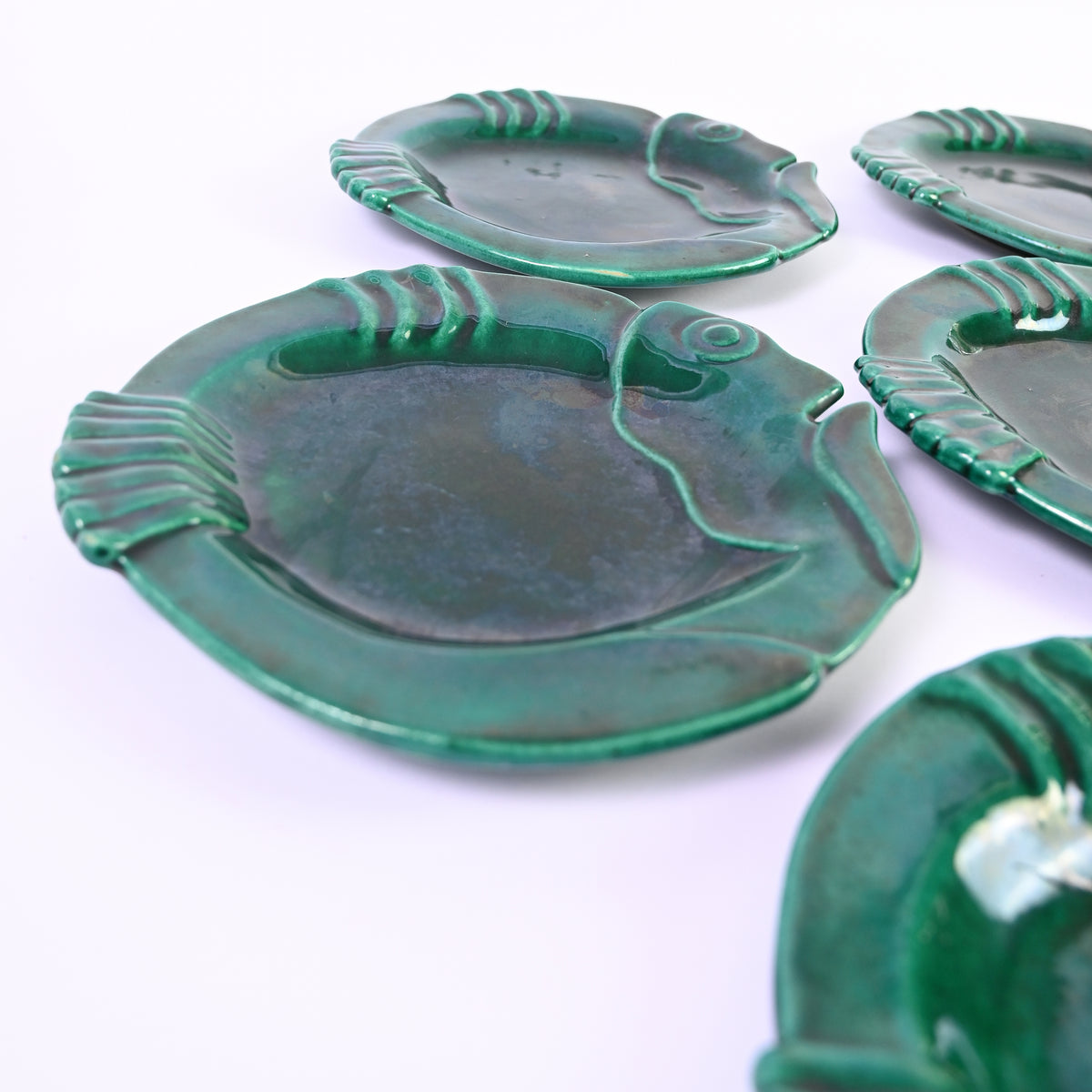 Jade Green Fish Plates Set