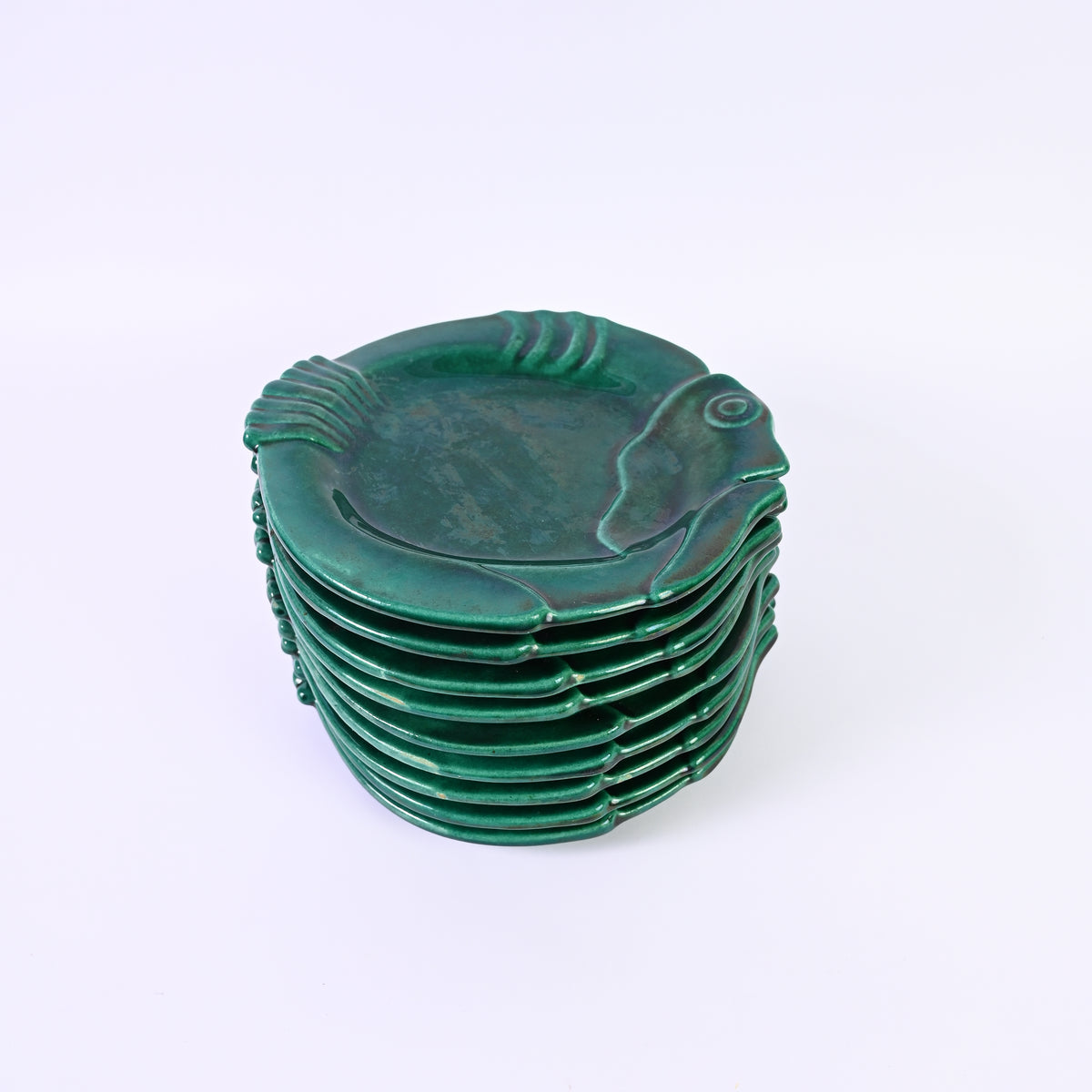Jade Green Fish Plates Set