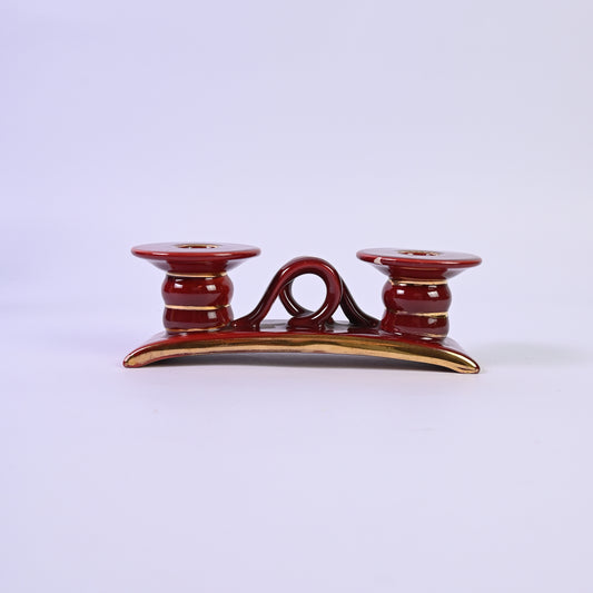 Ruby Glazed Vintage Italian Candlestick Holder