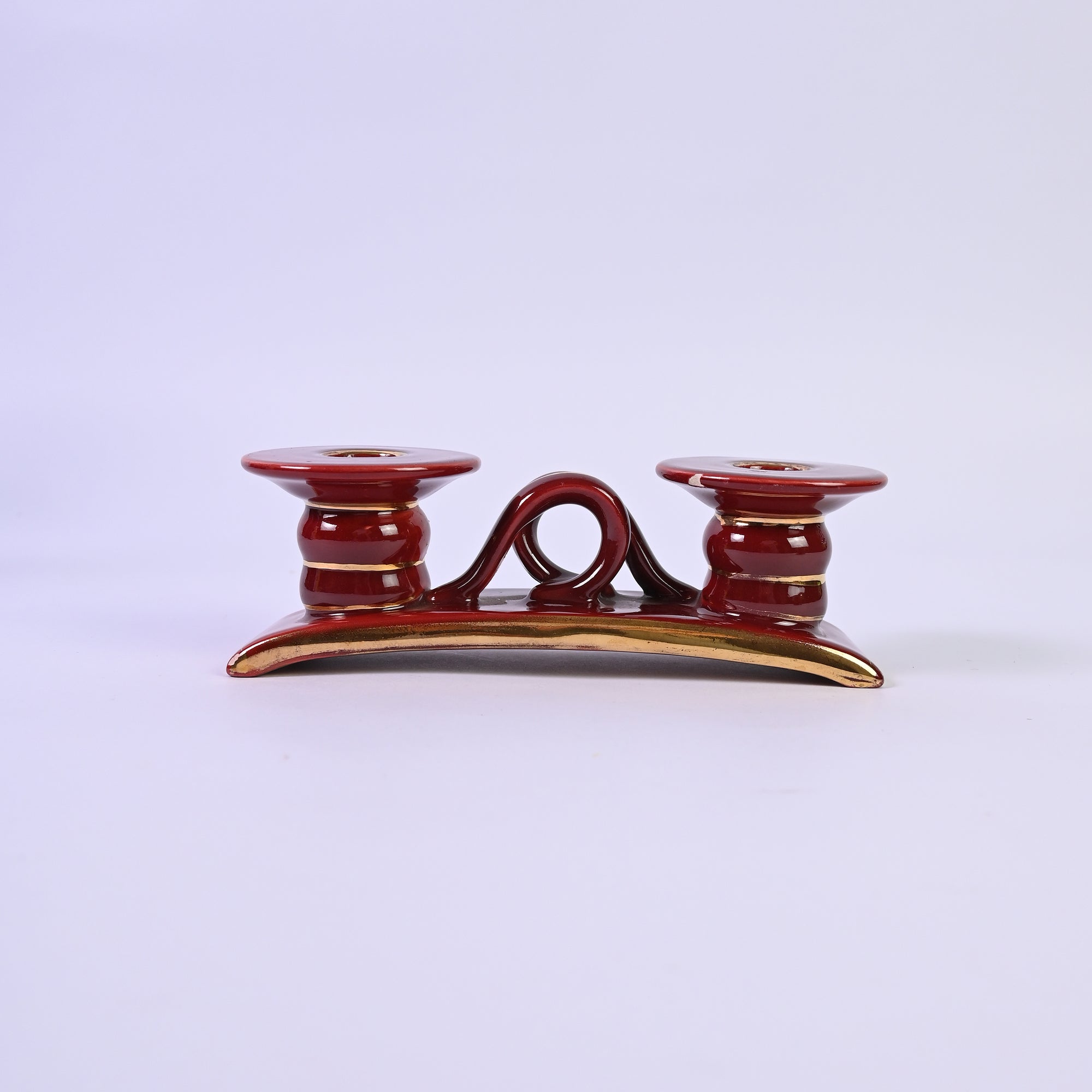 Ruby Glazed Vintage Italian Candlestick Holder