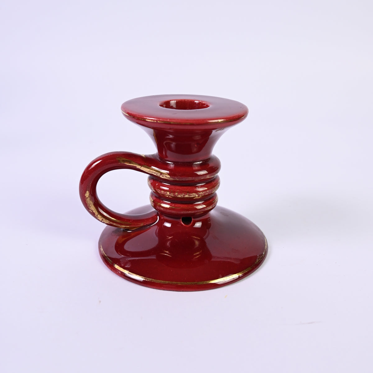 Ruby glazed Vintage Italian Candlestick Holder