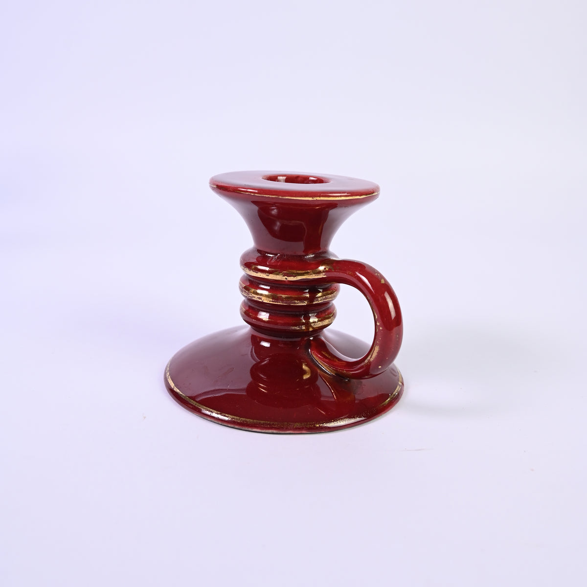 Ruby glazed Vintage Italian Candlestick Holder