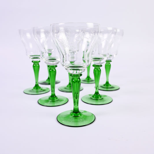 Green Stem Glasses Set