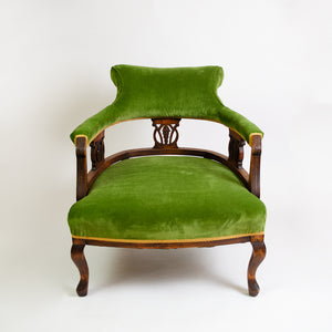 Victorian Tub Chair in Olive Green Velvet