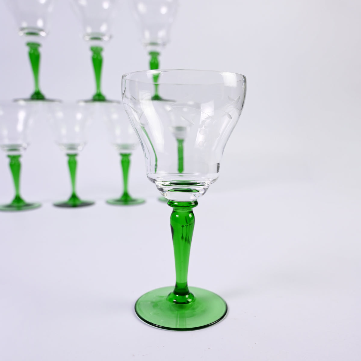 Green Stem Glasses Set