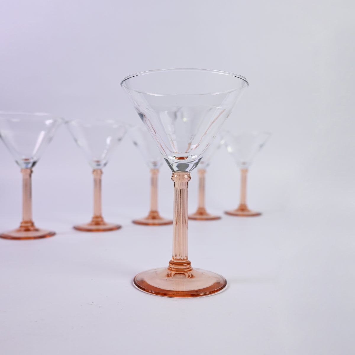 Peach Luminarc Martini Glasses
