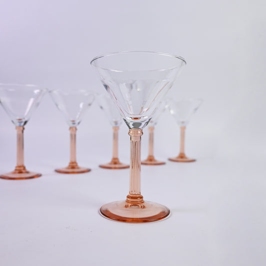 Peach Luminarc Martini Glasses