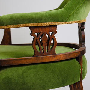 Victorian Tub Chair in Olive Green Velvet