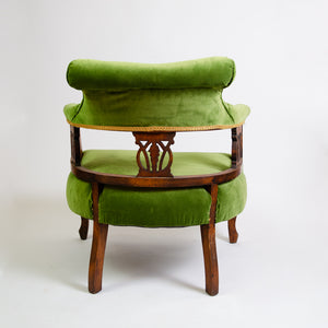 Victorian Tub Chair in Olive Green Velvet