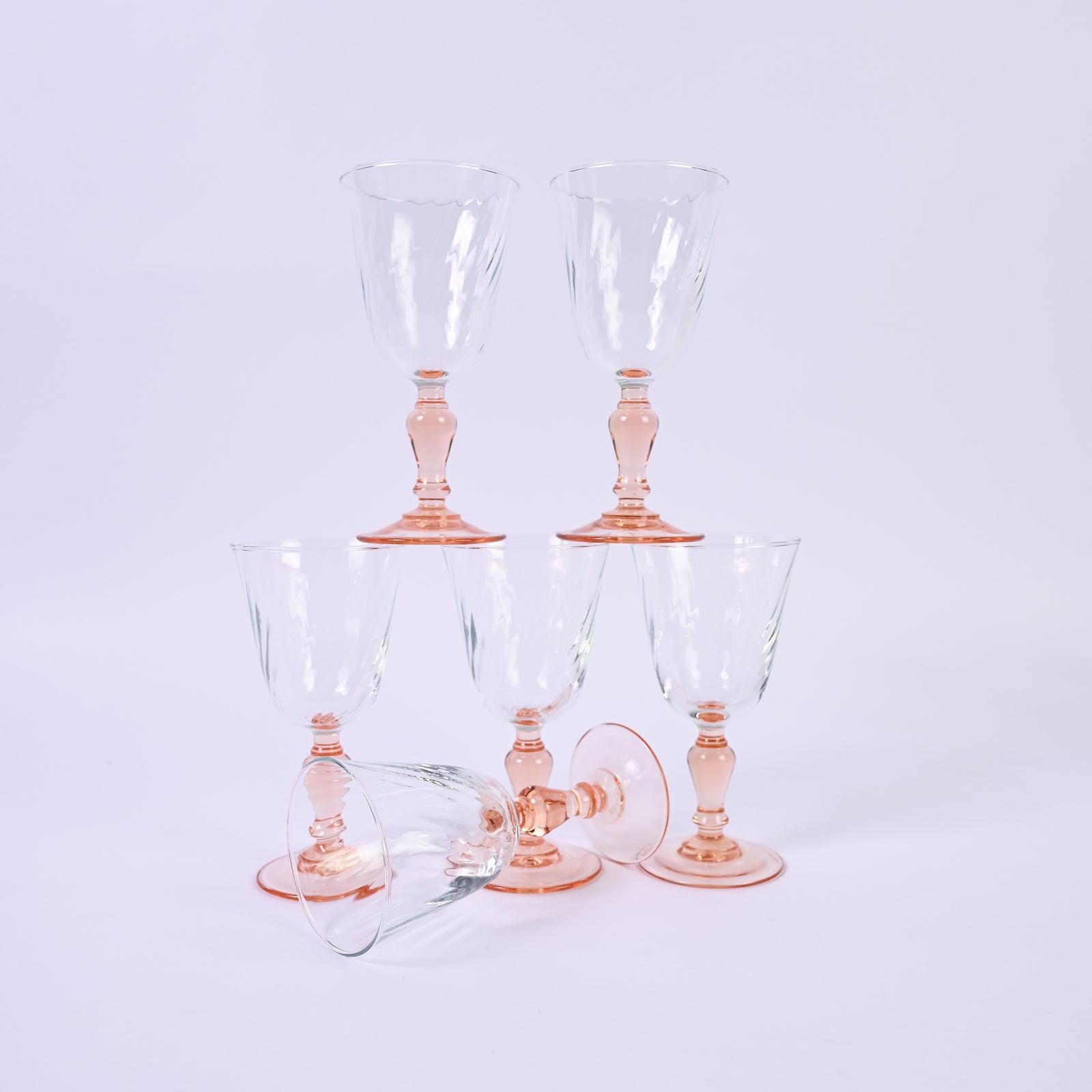 Peach Luminarc Twisted Wine Glass Set - Small