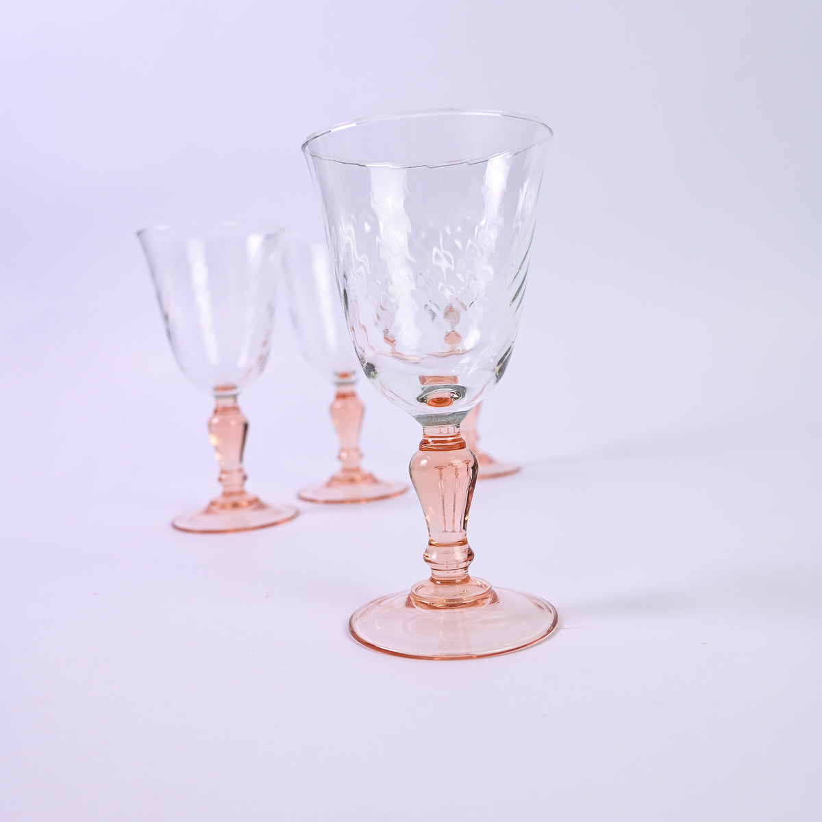 Peach Luminarc Twisted Wine Glass Set