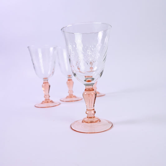 Peach Luminarc Twisted Wine Glass Set
