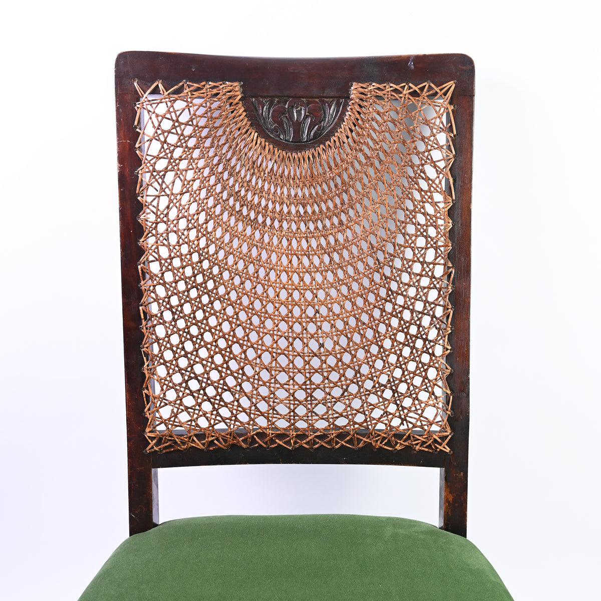 Antique Begere and Carved Oak Nursing Chair