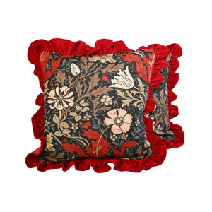 Plum Woodland and Velvet Cushion